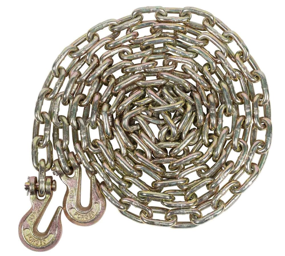 Mytee Products 8 Pack 5/16"- 3/8" Heavy Duty Hi-Viz Green Ratchet Chain Binder w/ 5/16" Grab Hook & 1/2" Slip Hook, 5,400 Lbs WLL & 8 Pack 5/16 Inch x 16 FT Grade 70 Binder Chain w/Clevis Grab Hooks