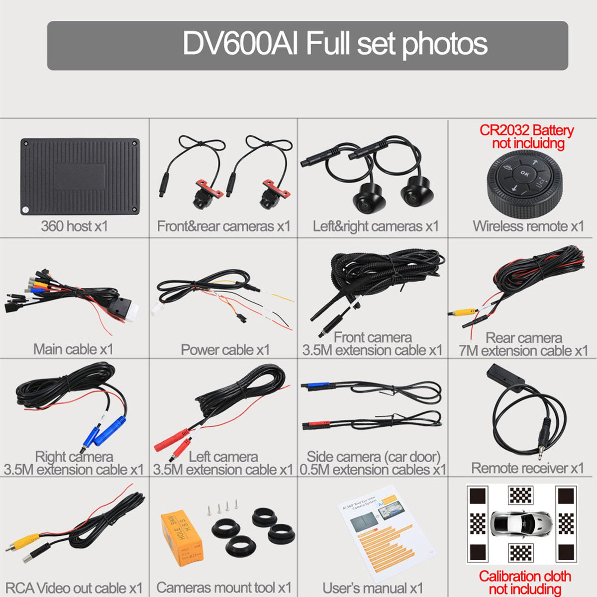 360° Panoramic Bird View Car System, All Round Rear Camera with AI Warning, Universal for Cars, SUV, Truck, Parking Safety Assistance