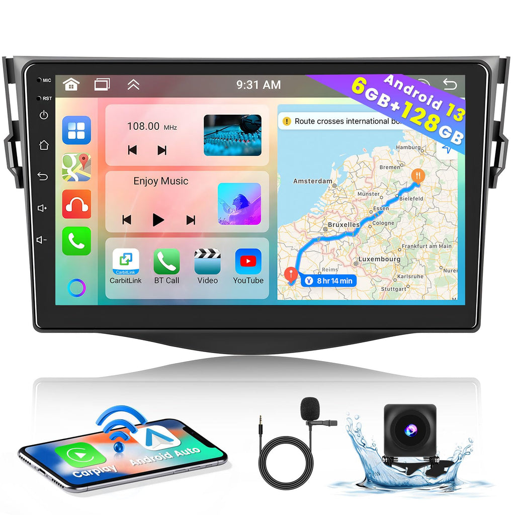 8Core 6+128GB Hikity 9 Inch Android 15 Car Stereo for Toyota RAV4 2007-2012
