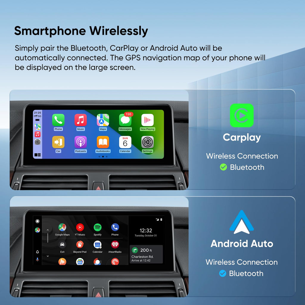 Car Stereo for BMW X5 X6 E70 E71 (2011-2013) with CIC System, Wireless CarPlay Android Auto Upgrade Factory Radio Bluetooth WiFi Touch Screen (10.25" CIC (2011-13))