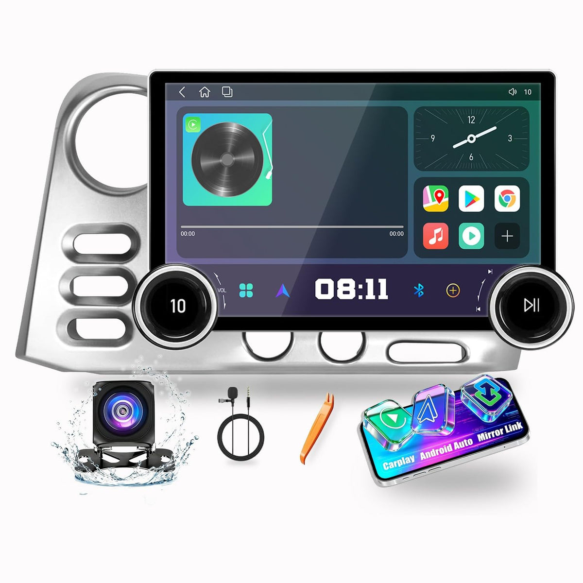 For Toyota Corolla Matrix For Pontiac Vibe 2003-2008 Display Knobs CarPlay/Android Auto Autoradio Android Radio Navigation Stereo Player GPS 10.1" QLED Touch Screen Headunit Tablet Quad Core 2G+64G（B）