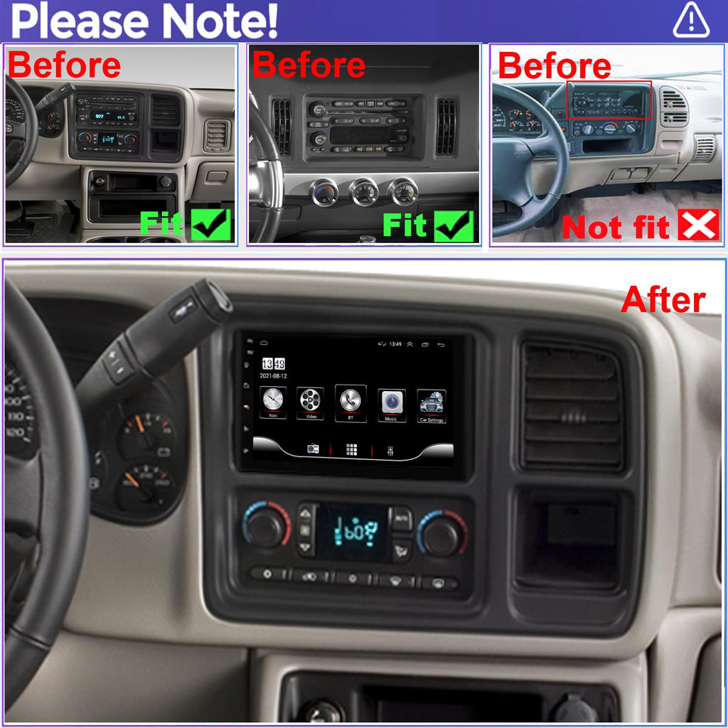 QLED Radio for Chevy Chevrolet Silverado SSR Tahoe 2003-2006,GMC Siera Yukon 2003-2006,Hummer H2 2003-2007,CarPlay Android Auto Ready,Steering Wheel Control,Free Back Camera