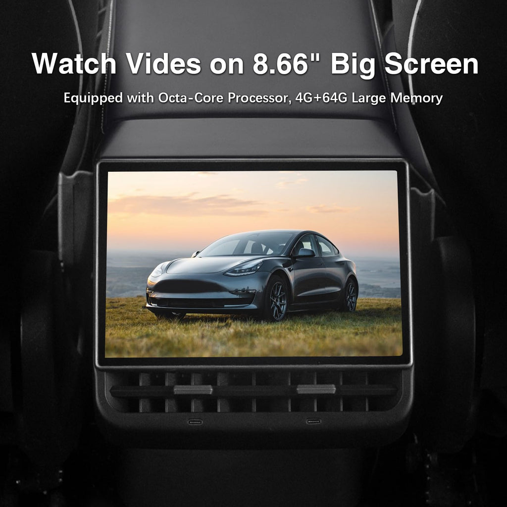 8.66" Rear Screen Compatible with Tesla Model Y 2019-2024 & 3 2019-2023