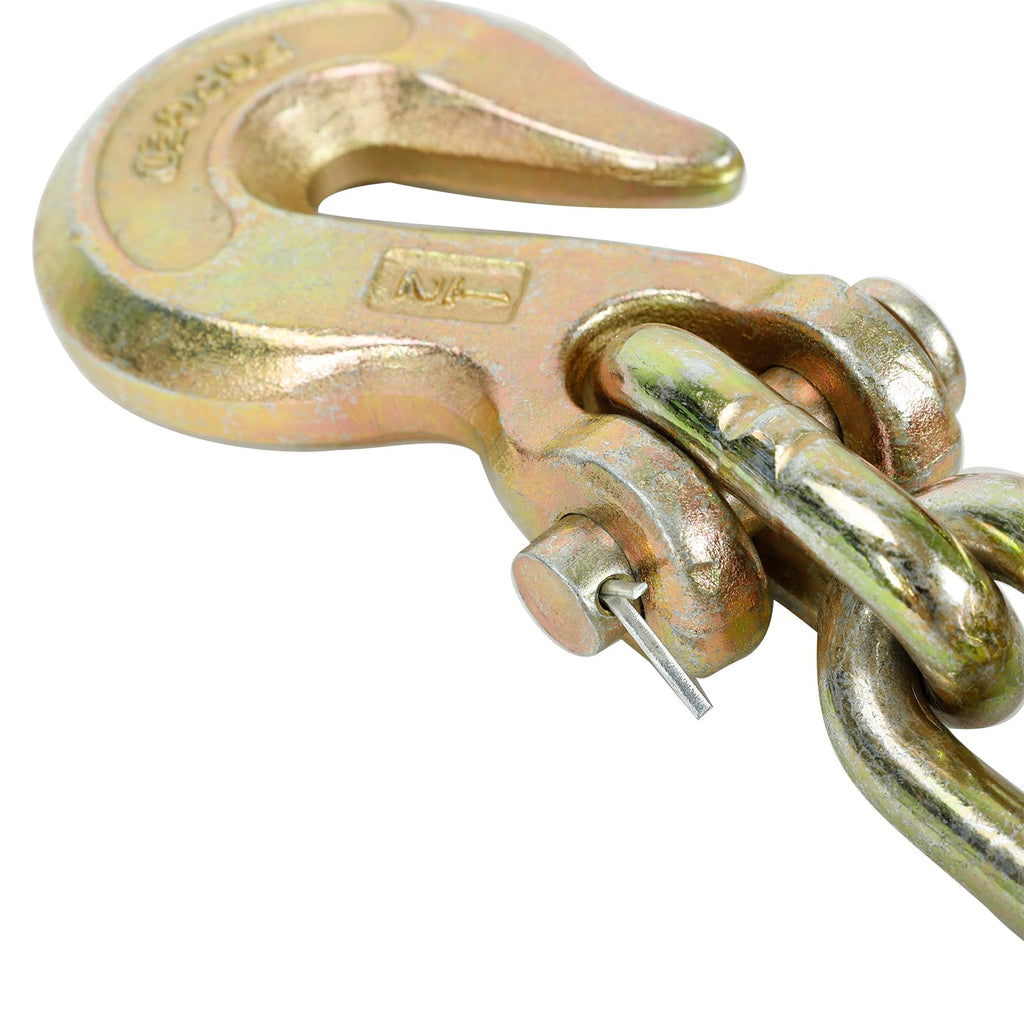 2 PCS 1/2 inch X 20' G70 Transport Chain Tie Down Binder Chain Flatbed Truck Trailer with Grab Hooks