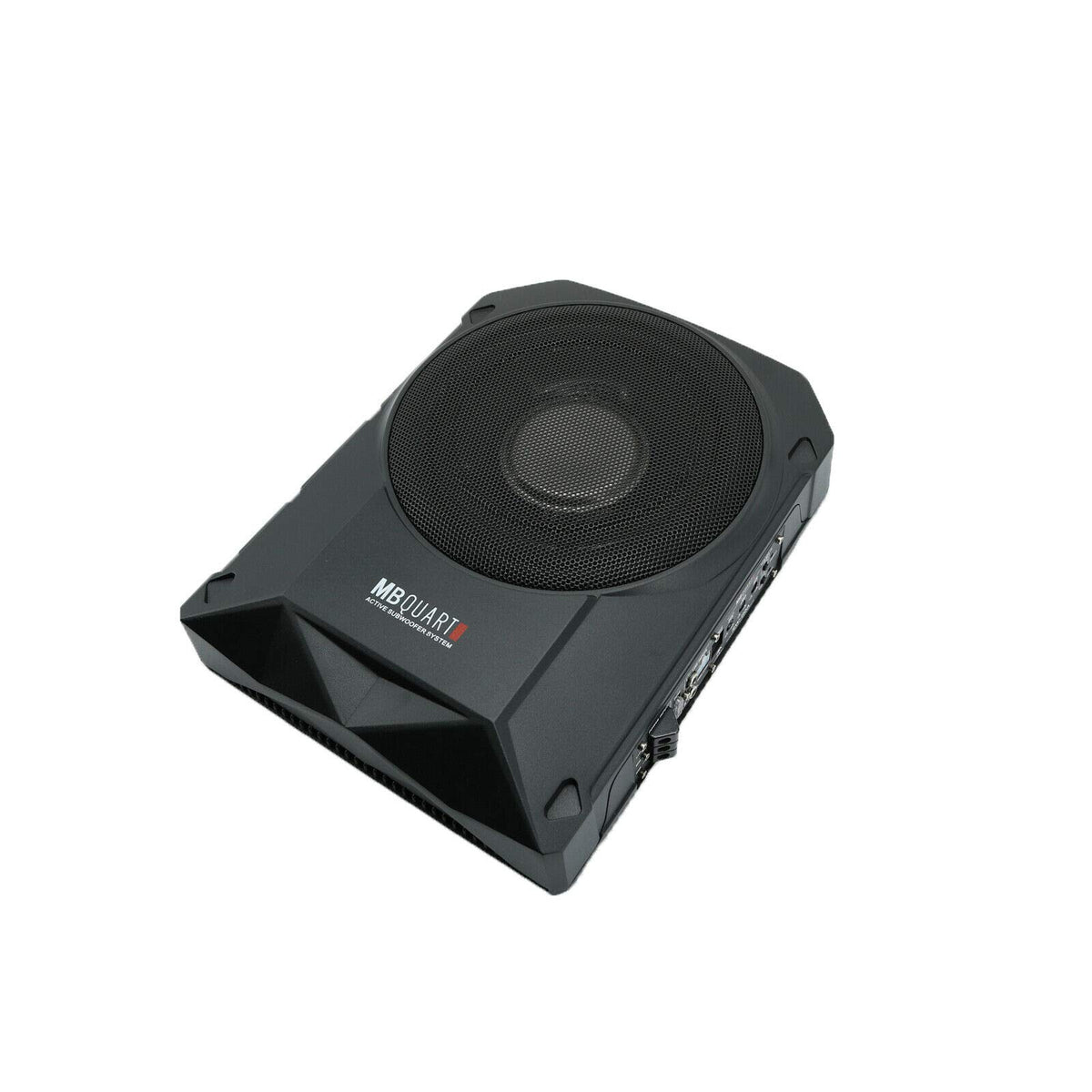 MB Quart RW-108A 600W Reference Series 8" Slim Low Profile Compact Under-Seat 4-Ohm Active Powered Subwoofer Enclosure with Built in Amplifier for Car RV ATV, Black