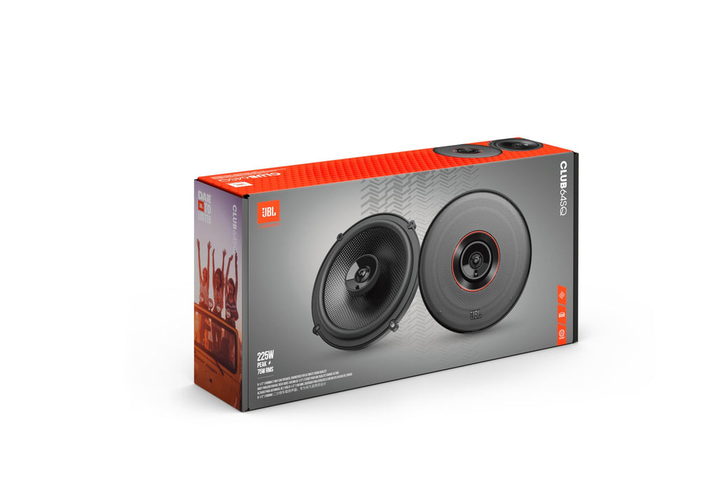 JBL Club 64SQ - 6.5” 2-Way Car Speakers, 225W Peak Power, Carbon Fiber Woofer, Silk Dome Tweeter, Includes A65S Speaker Adapter