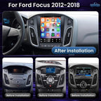 2+64G Android 14 Double Din Car Stereo Radio for Ford Focus 2012-2018, 9.7" Touch Screen Car Radio for Focus w/Wireless Carplay Android Auto GPS Bluetooth WiFi RDS DSP SWC Mic Backup Camera