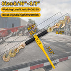 5/16"- 3/8" Ratchet Load Binder with Chain 20ft 4Pack 5/16" Tie Down Kit