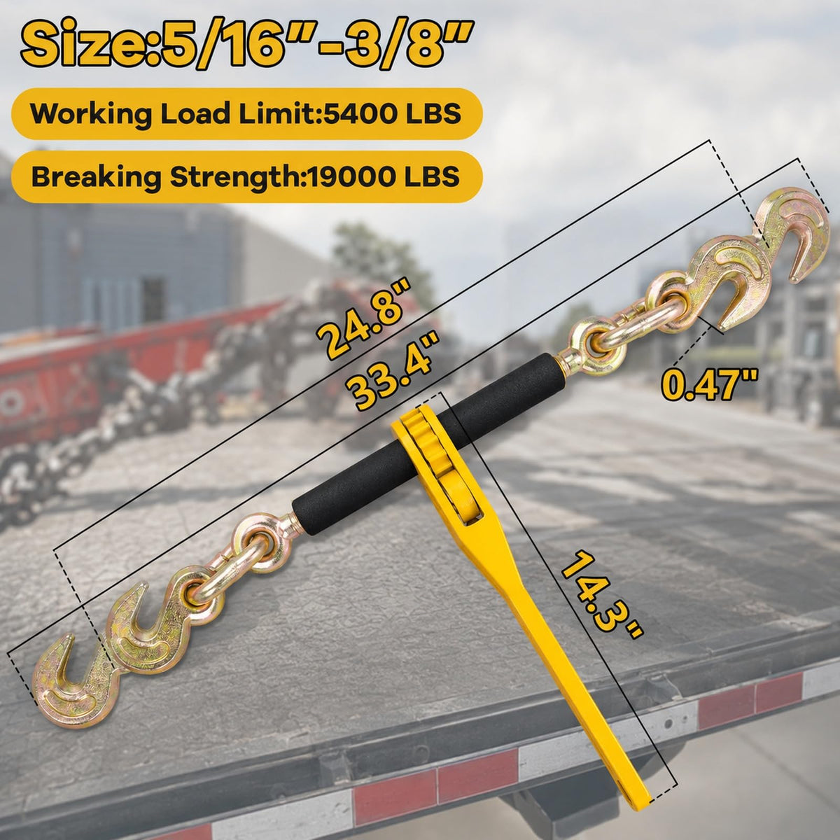 5/16"- 3/8" Ratchet Load Binder with Chain 20ft 4Pack 5/16" Tie Down Kit
