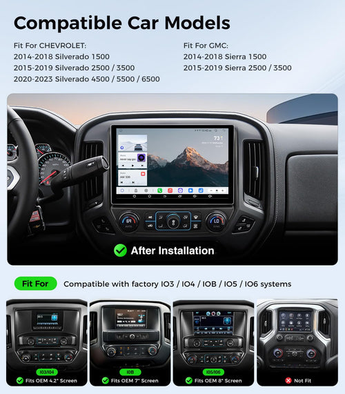11.5" Car Radio Stereo for Chevy Silverado GMC Sierra 2014-2018