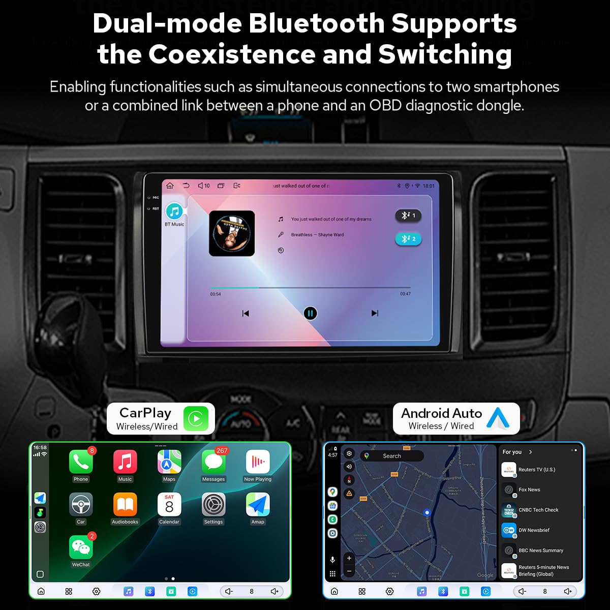 JOYING Car Radio for Toyota Sienna 2011-2014 Android 13 Head Unit 9.5" 2K QLED Touch Screen Car Stereo 12GB+256GB with Carplay & Android Auto, GPS Navigation, Bluetooth, SWC, AM/FM(JY-TT176N12)