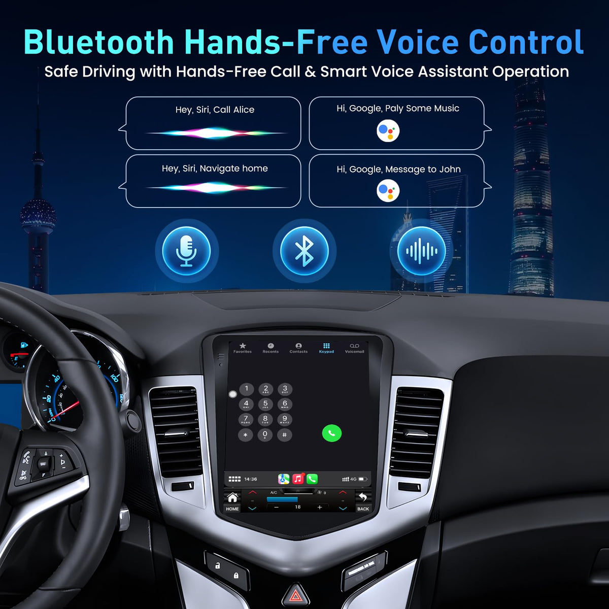 4 + 64GB ROM Android 15 Car Radio for Chevrolet Chevy Cruze 2009-2015