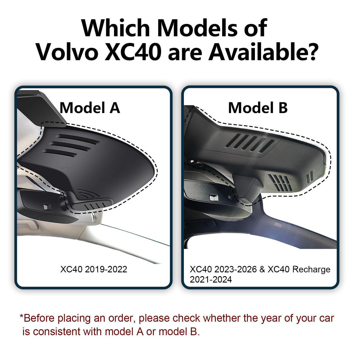Front 4K & Rear 1080P Dash Cam Custom for Volvo XC40 2019-2022 (Model A)
