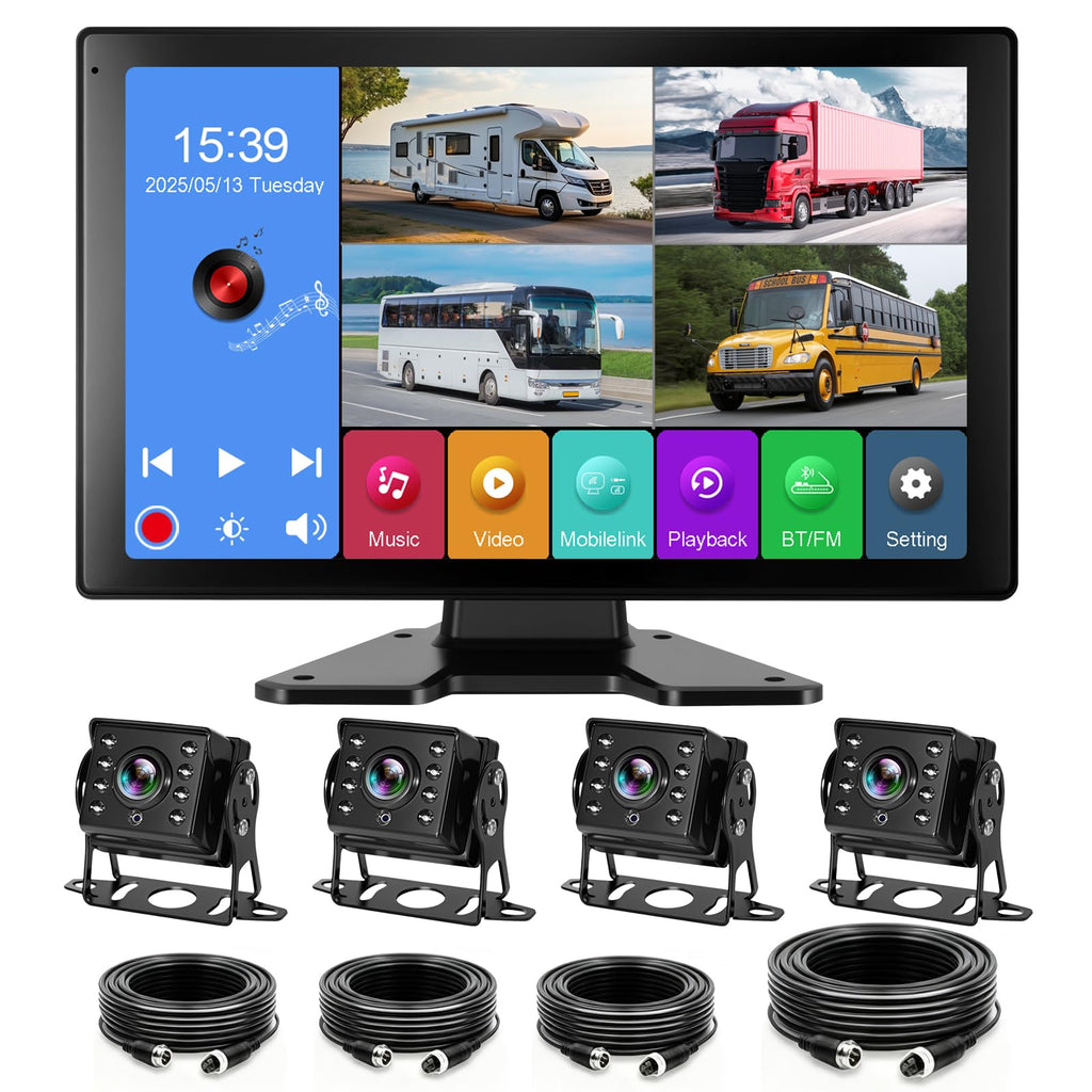 10.36" 4K RV Backup Camera System with 4 1080P Cameras