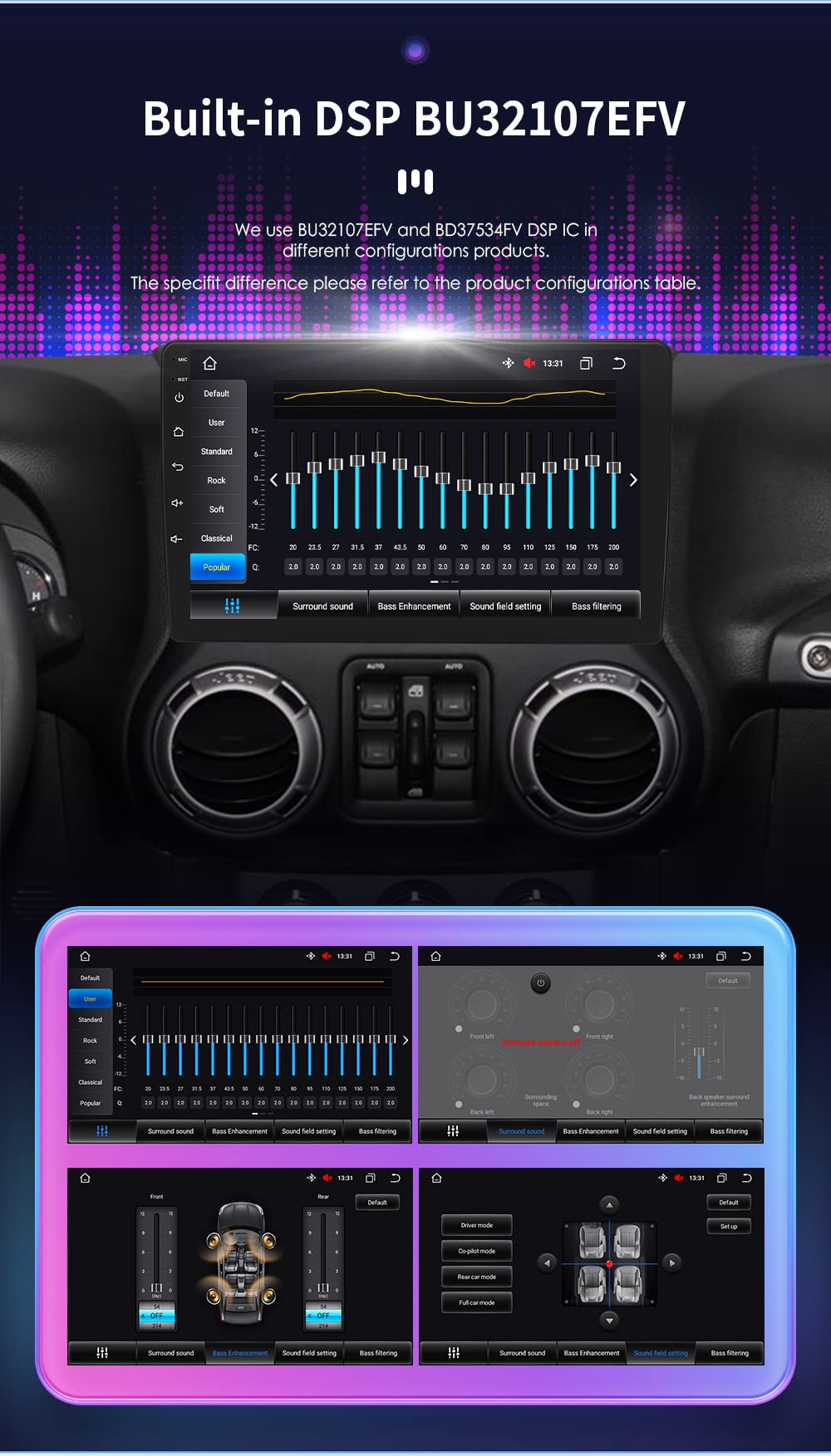 Android 14 Car Radio Stereo for Jeep Wrangler/Jeep Compass/Jeep Liberty/Dodge Ram /, 8 Core 4+32GB 10.1" QLED Touchscreen GPS Navigation Head Unit with CarPlay Android Auto Bluetooth DSP