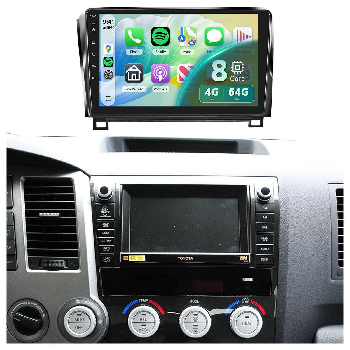 4G+64G Car Radio Stereo for Toyota Tundra 2007-2013 (JBL Compatible)