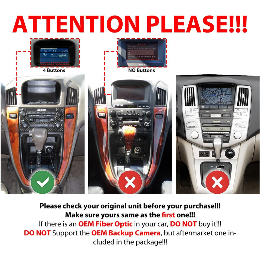 for Lexus Rx 300 1997-2003 Car CarPlay Android Auto Navigation Stereo GPS Radio Reverse Camera Display 9" IPS Touchscreen Headunit Tablet Pad Media Player, if Applicable Quad Core 2G+64G