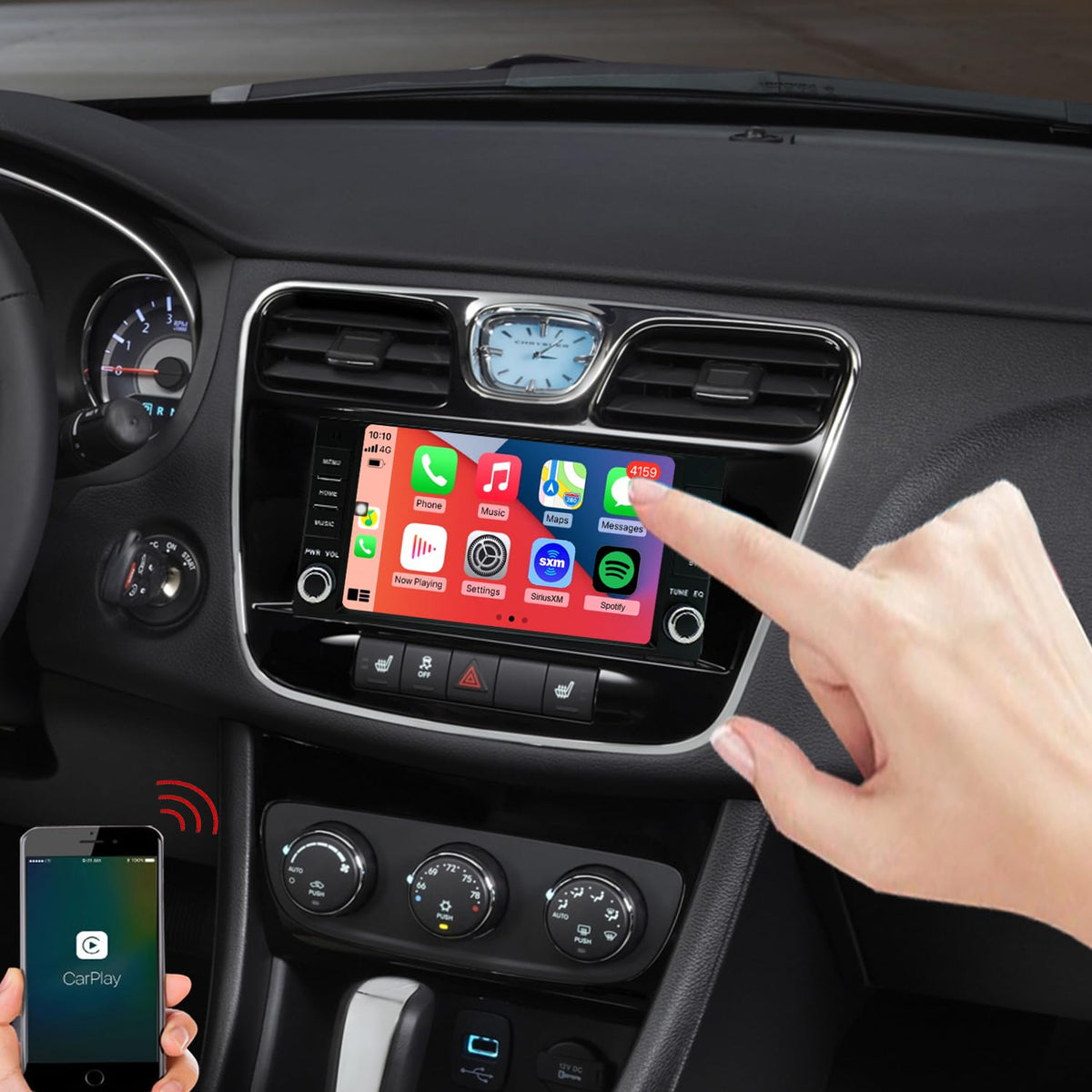 for Chrysler 200 Radio Upgrade 2011 2012 2013 2014 Android Stereo Replacement IPS Touch Screen Steering Wheel Control Build in Wireless carplay Android Auto Free Camera