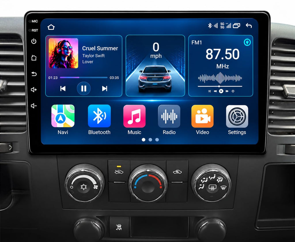 8Core 4+64GB Android 15 Car Radio Stereo for Chevy Silverado 2007-2013 GMC Sierra Yukon 10" Head Unit 1280 * 800 IPS Touchscreen, CarPlay & Android Auto, FM/AM, Backup Camera, Plug and Play