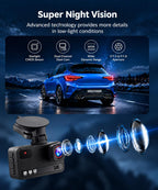 Dash Cam Front and Rear, 4K+4K Car Dash Camera, Free 128GB Card,5.8GHz WiFi