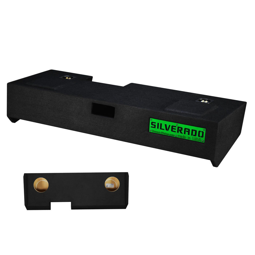 Chevy Silverado 2019-2026 Crew Cab and Double Cab 10" Dual Ground Shaker Subwoofer Enclosure Ported and Sealed (Green, 12" TW3)