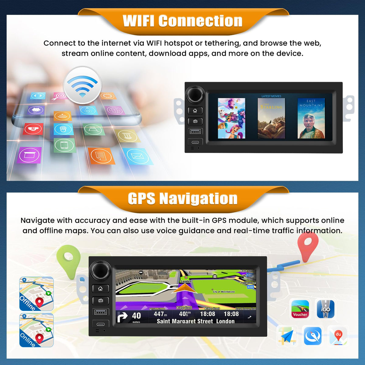 [4+64G] Android 15 Car Radio Stereo for Chevy Camaro 97-02,S10 98-02,Blazer 98-02,GMC Suburban 95-19,Yukon 95-02,Sonoma 98-02 with Carplay,6.86” Touchscreen Car Radio with WiFi,GPS,BT,FM/RDS,SWC,EQ