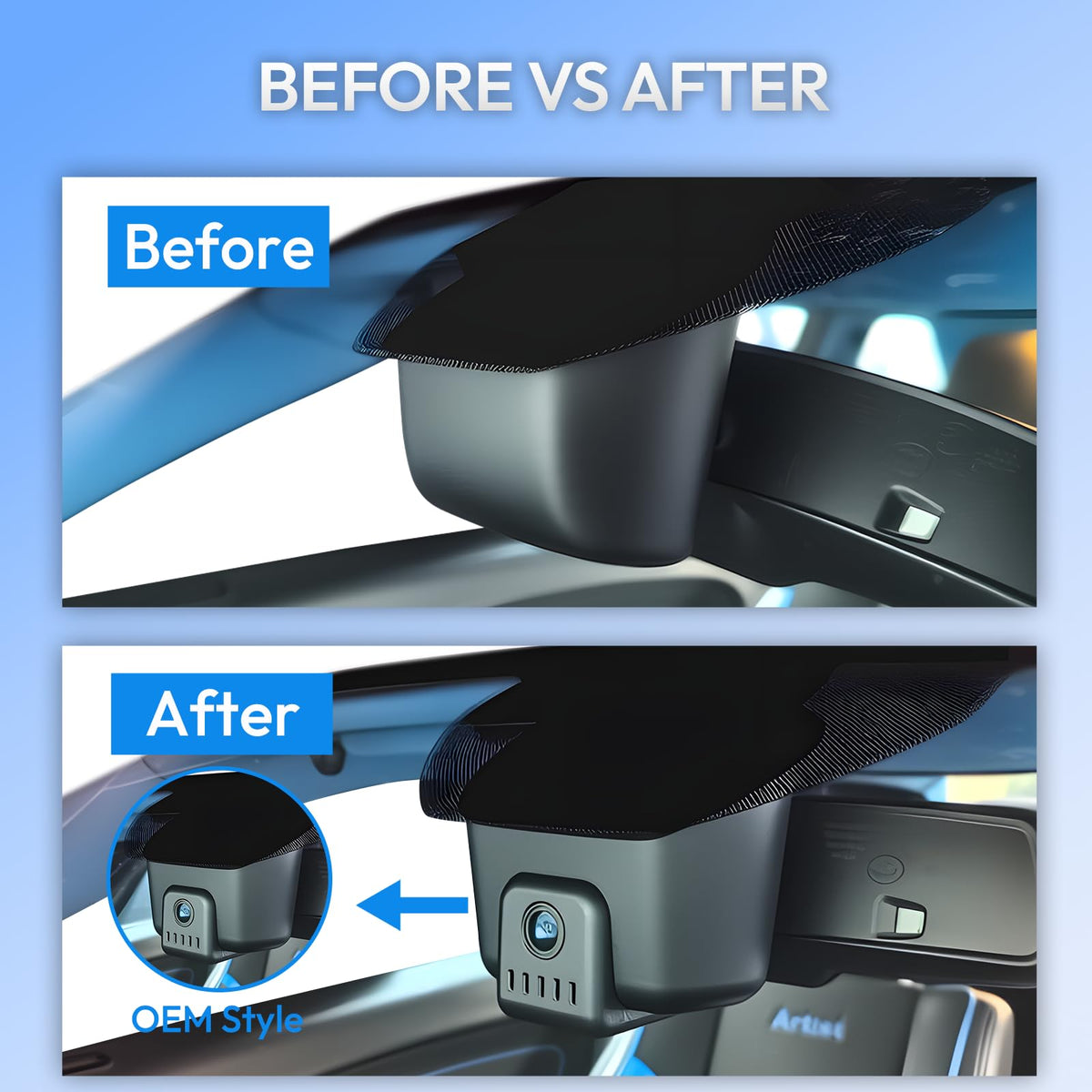 4K Dash Cam Front and Rear for Dodge Challenger 2015-2023 (Model A)