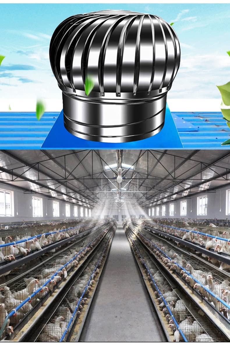 Roof-Mounted Attic Ventilator, Non-Powered Wind Turbine Exhaust Fan Cap, Stainless Steel Chimney Spinner Cowl with Base Plate for Improved Home