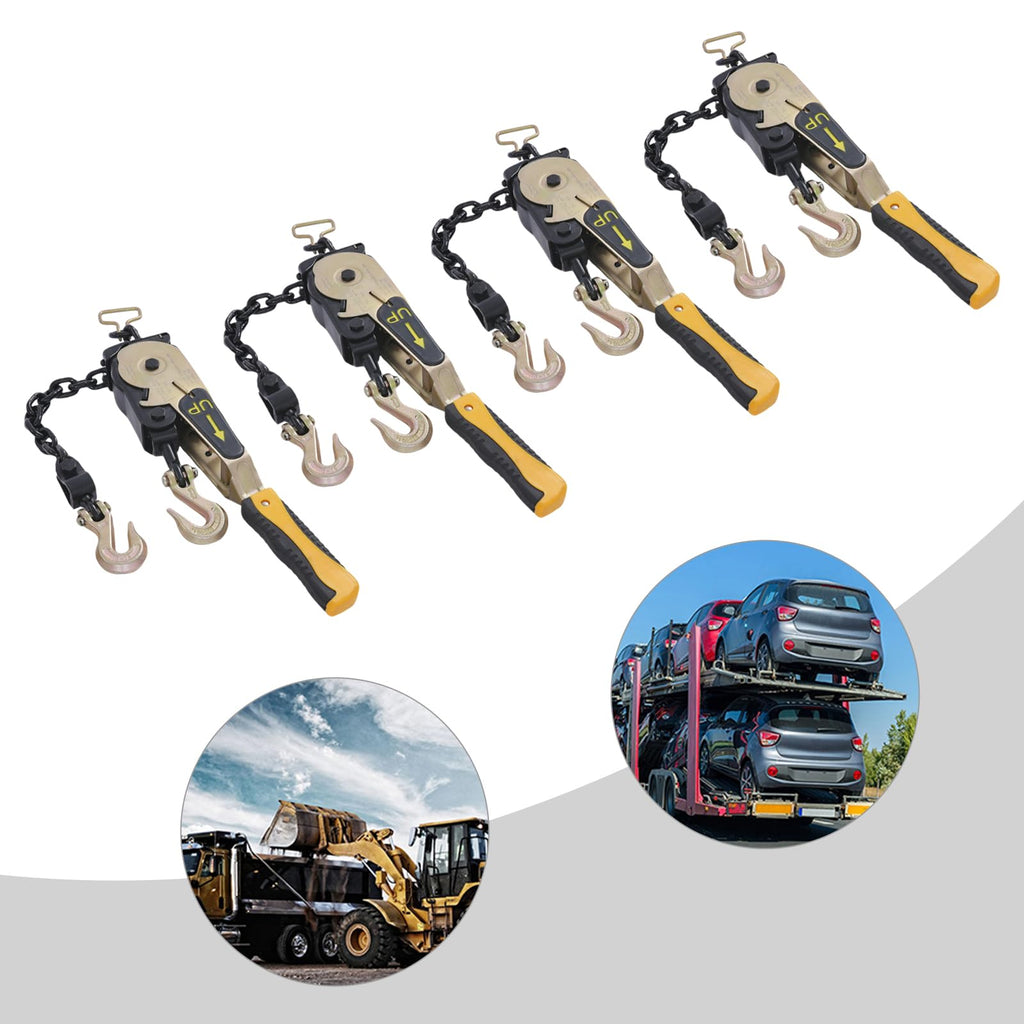 4 Pack EZ Ratchet Chain Binder 3/8-1/2in 6600lbs Yellow