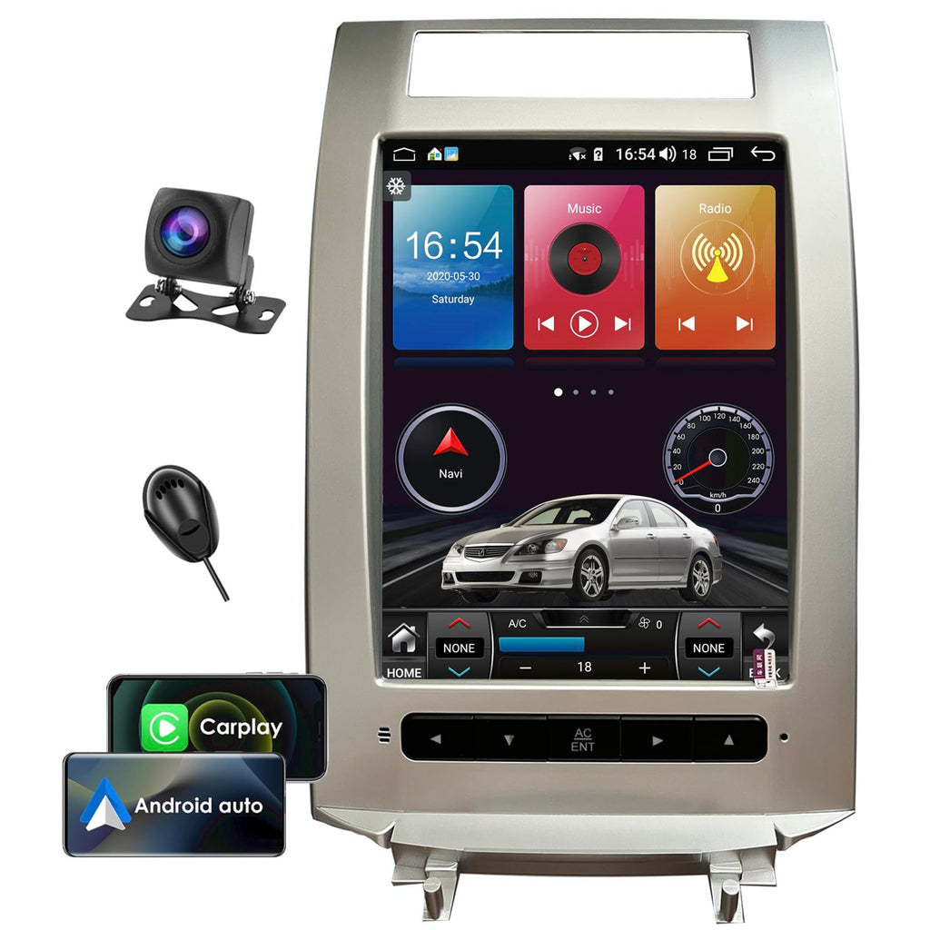 for Acura RL 2004-2012 Android 14 Radio Tesla Style 9.7-Inch IPS Touch Screen Stereo with Bluetooth 5.0 Carplay/Android Auto GPS Navigation for Car Multimedia Player with HD Rear-View Camera