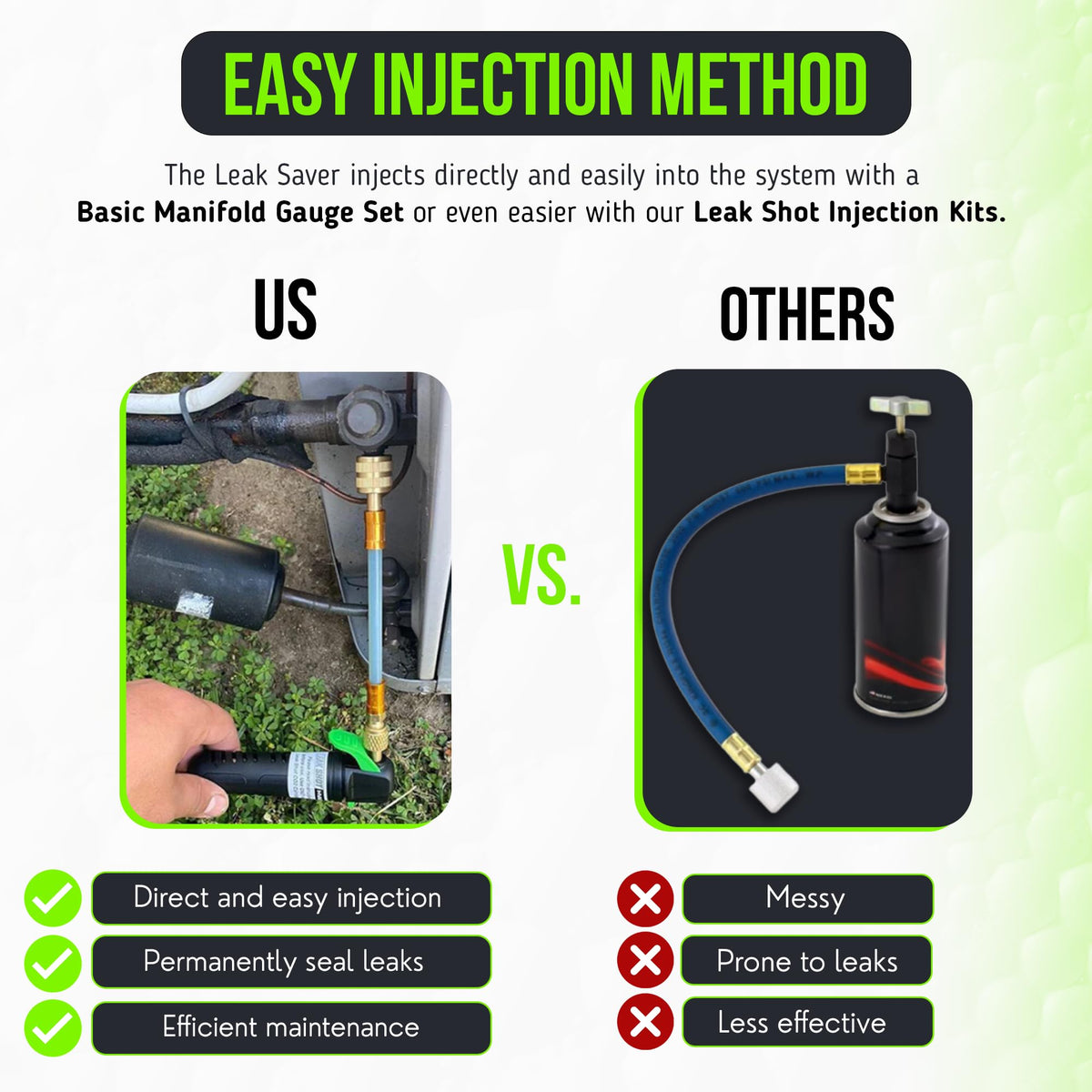 Leak Saver Direct Inject Ultimate 6-Pack | 3-in-1 AC Refrigerant Leak Sealer | with UV Dye & Moisture Remover | for Most HVAC Systems Up to 5 Tons - Professional AC Leak Sealer - AC Stop Leak