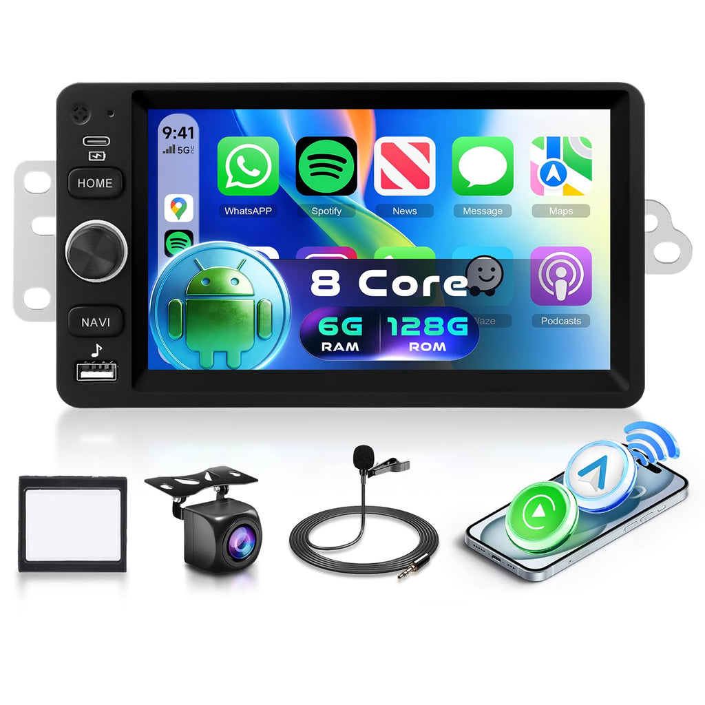 8 Core 6G+128G Android Car Stereo for Chevrolet Chevy Silverado Impala Tahoe GMC Sierra Yukon Hummer H2 with Wireless CarPlay Android Auto, 7” Car Radio GPS WiFi SWC BT Backup Camera