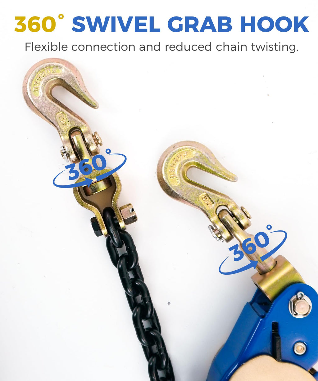 2 Pack 5/16"-3/8" EZ Ratchet Chain Binders with Grab Hooks