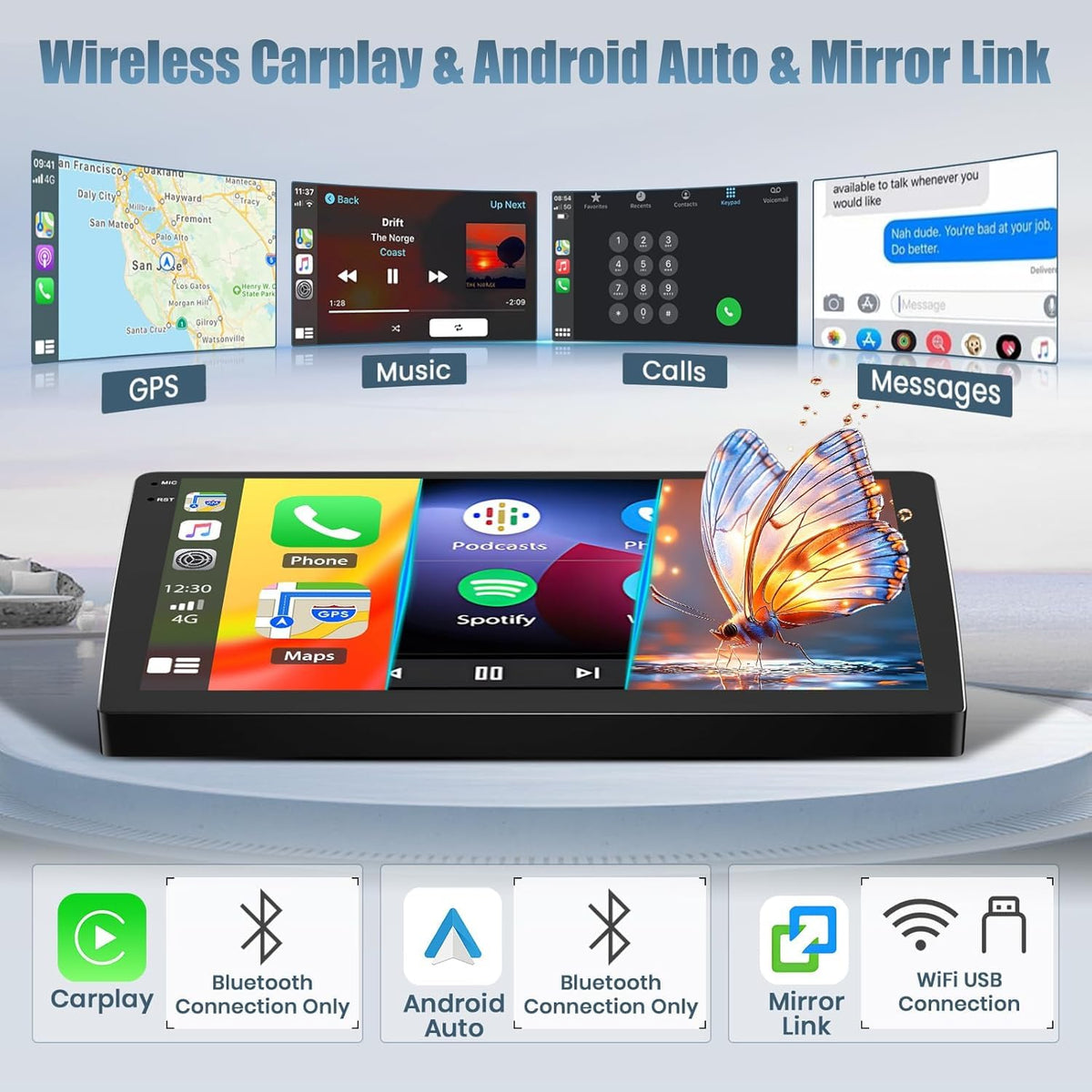 4+64G Android 14 Car Radio Stereo for BMW Mini Cooper F55 F56 F57 2015-2019 Low End, 9" IPS Touchscreen Double Din Radio with Wireless Carplay Android Bluetooth GPS Backup Camera FM/RDS Mirror Link