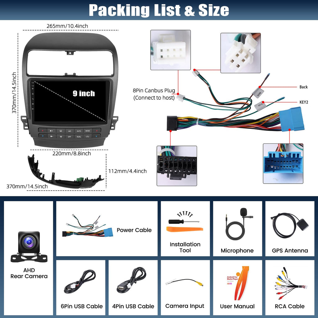 [2+64G] Android 15 Car Radio Stereo for Honda Acura TSX 2003-2008