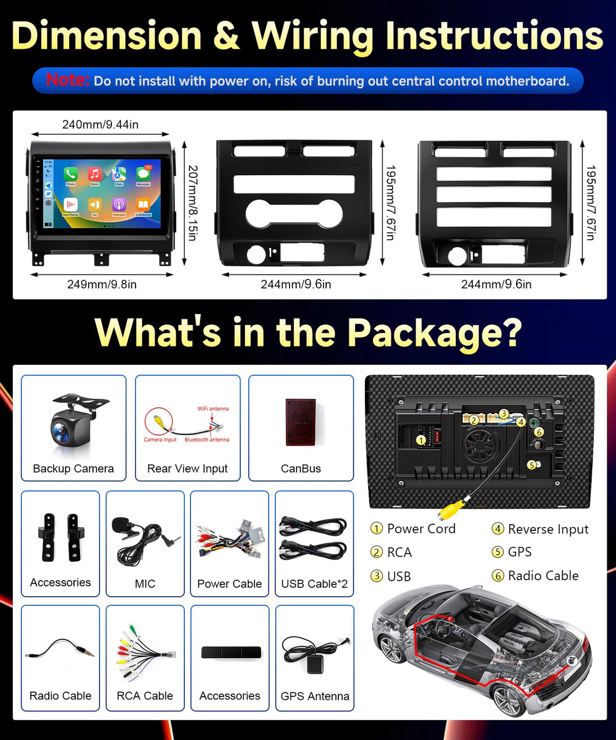VQU Car Stereo for Ford F150 2009 to 2012, 10.2 Inch Car Radio Upgrade for F-150 2010 2011 Manual A/C, Android 13 Touch Screen CarPlay/Android Auto Radio with Backup Camera/FM/SWC/DPS (2+32G)