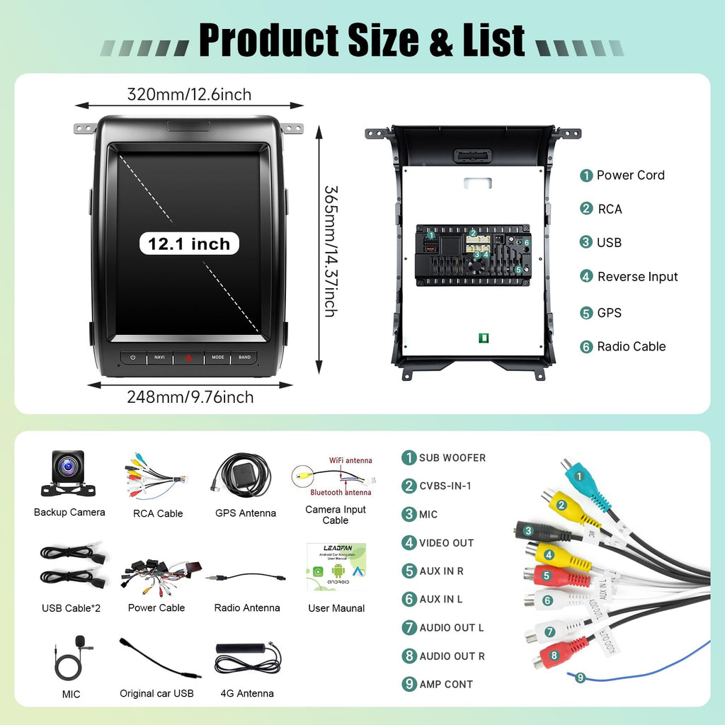 12.1 inches 8 Core Car Radio for Ford F150 2013 2014 (4+64G)