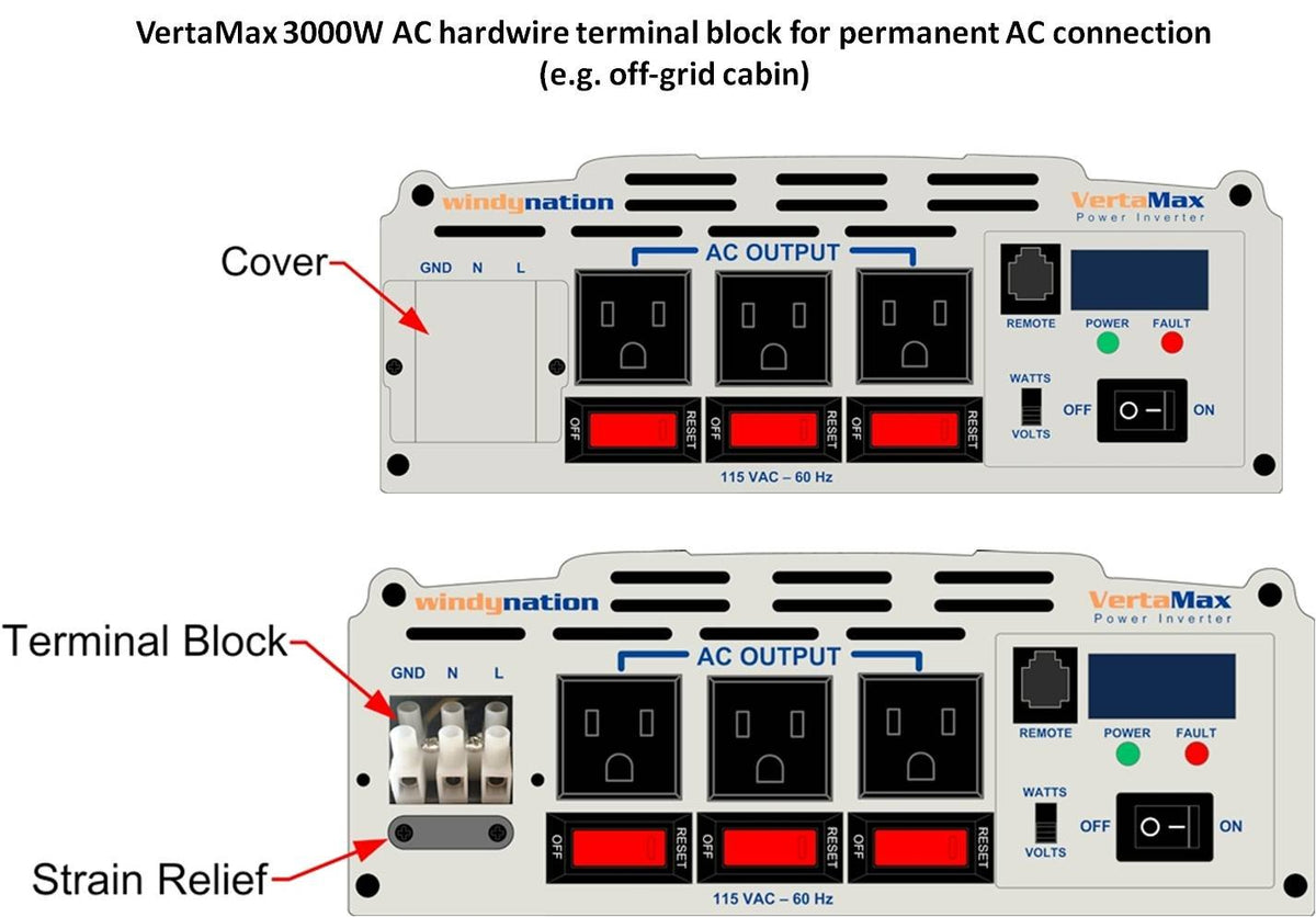 VertaMax Pure SINE Wave 3000 Watt (6000W Surge) 12V Power Inverter DC to 115 AC Car, Solar, Off-Grid, RV, Back Up Power