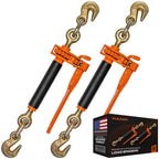 VULCAN Folding Handle Load Binder (Four Pack) with 2 Grab Hooks - Ratchet Style - 7100 Pound Safe Working Load (Works with 5/16 Inch or 3/8 Inch Grade 70 and Grade 80 Chain)