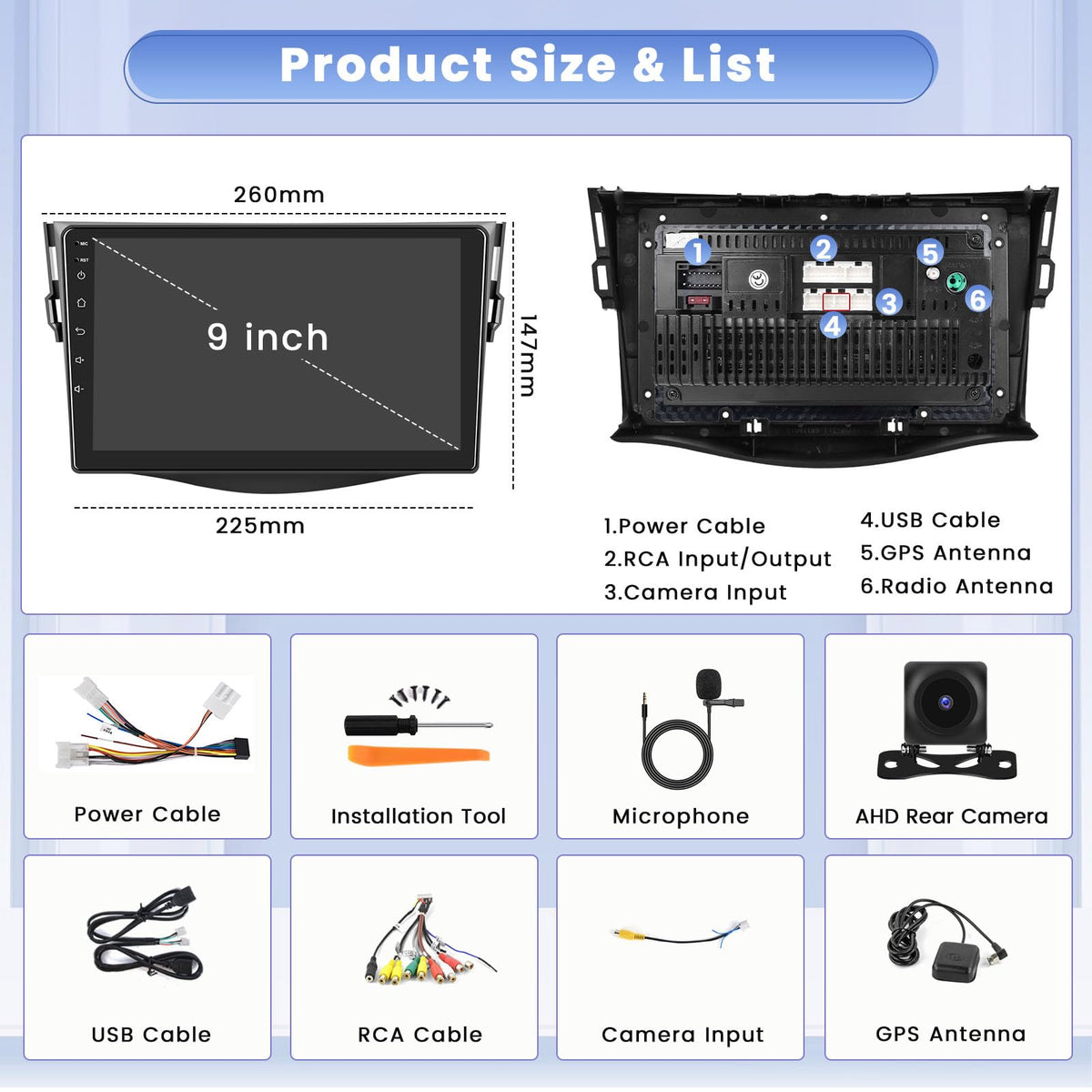 8Core 6+128GB Hikity 9 Inch Android 15 Car Stereo for Toyota RAV4 2007-2012