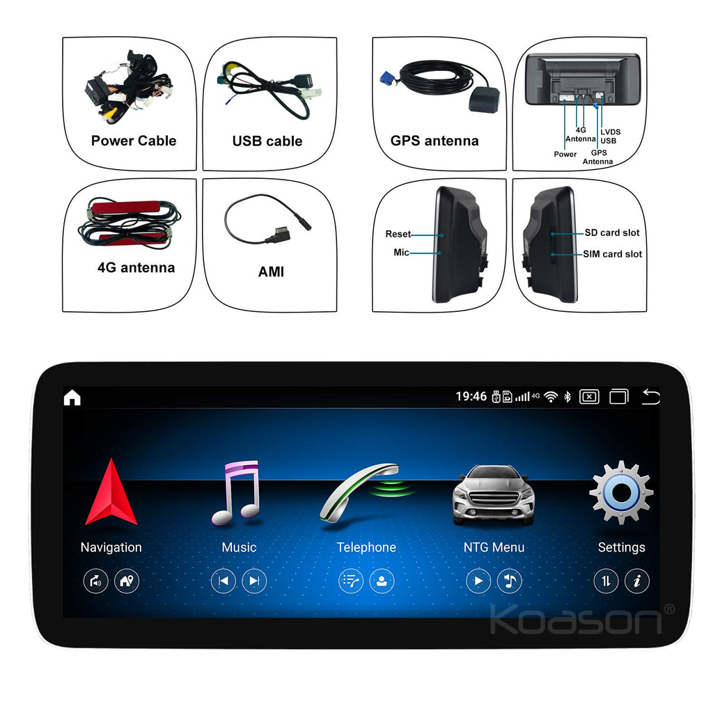 Android 8Core 4+64GB 10.25 inch HD1920 Screen Upgrade Display Monitor Multimedia Player GPS Navigation for Mercedes Benz C W204 (2011-2013) NTG4.5 4.7