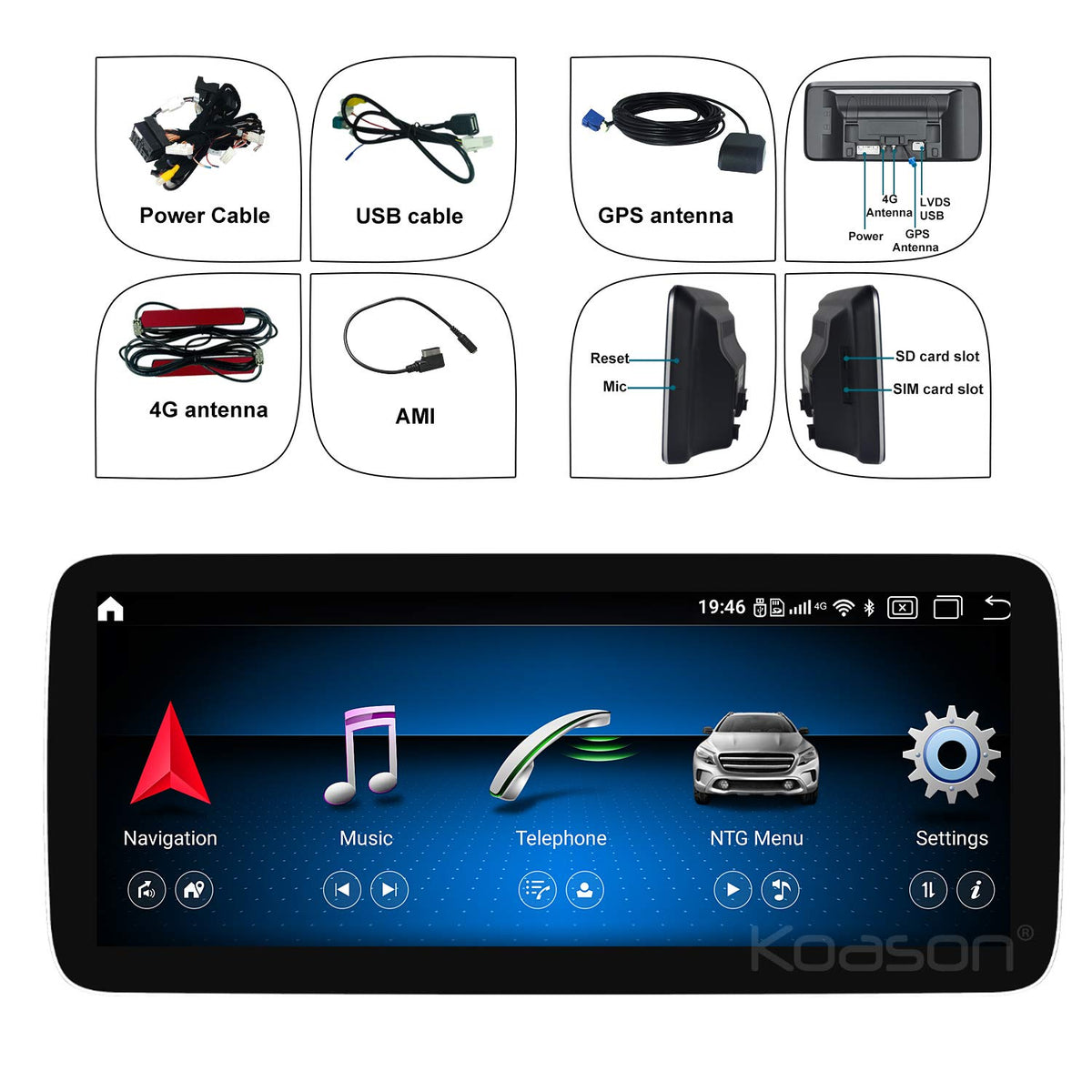 Android 8Core 4+64GB 10.25 inch HD1920 Screen Upgrade Display Monitor Multimedia Player GPS Navigation for Mercedes Benz C W204 (2011-2013) NTG4.5 4.7