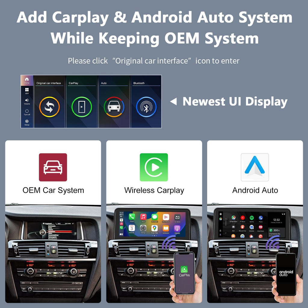 RicoRich 10.25 Inch Car Touchscreen Wireless CarPlay Android Auto for BMW X3 X4 Series F25/F26 2014-2016 Year with NBT System, Car Stereo Multimedia Radio Receiver