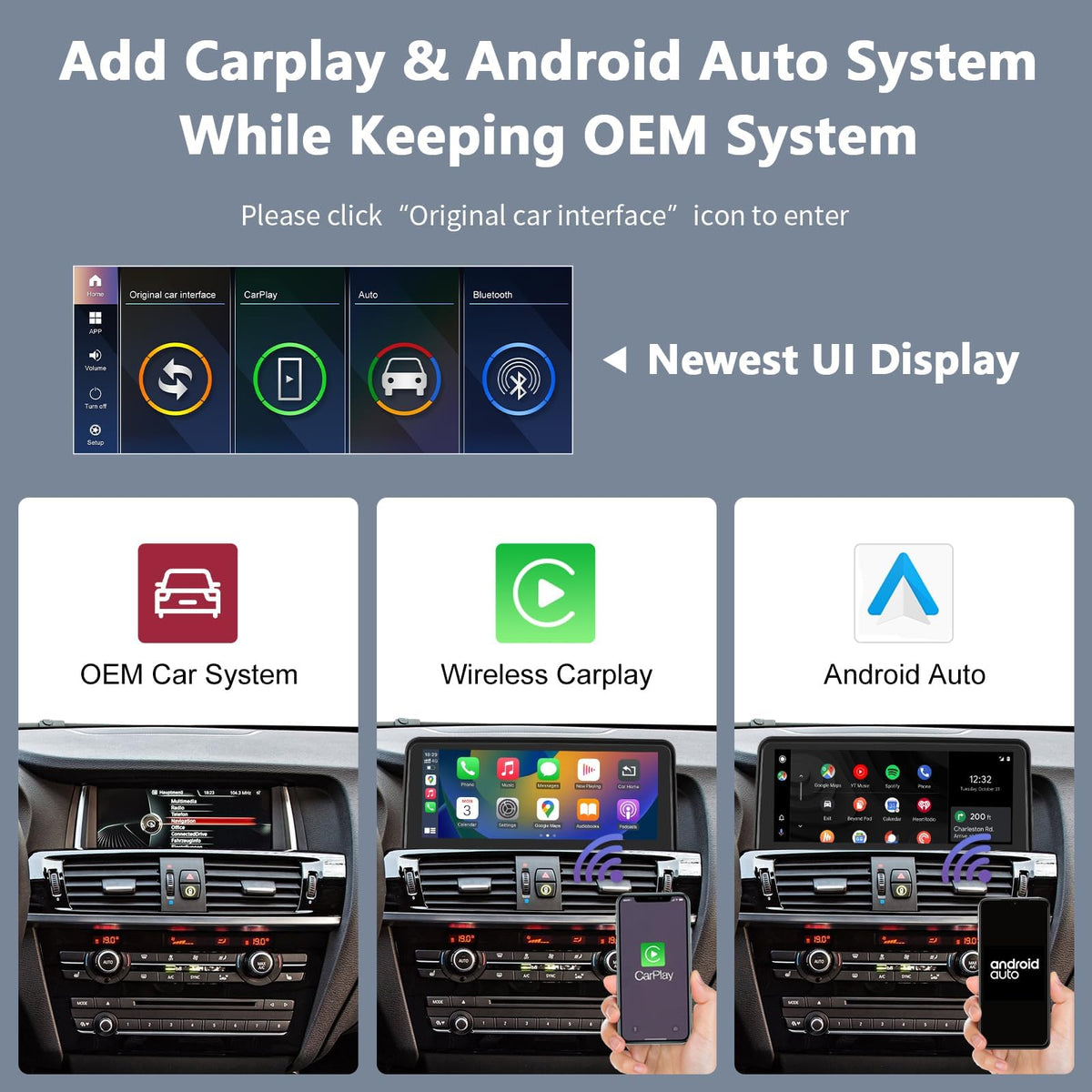 RicoRich 10.25 Inch Car Touchscreen Wireless CarPlay Android Auto for BMW X3 X4 Series F25/F26 2014-2016 Year with NBT System, Car Stereo Multimedia Radio Receiver