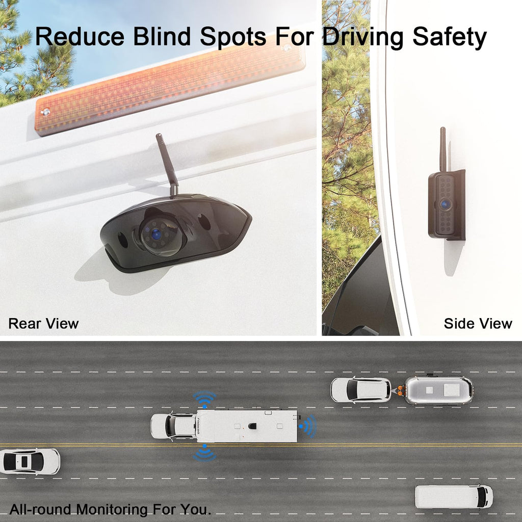 HD 1080P 7" Wireless 4 Backup Camera System for Furrion Pre-Wired RV