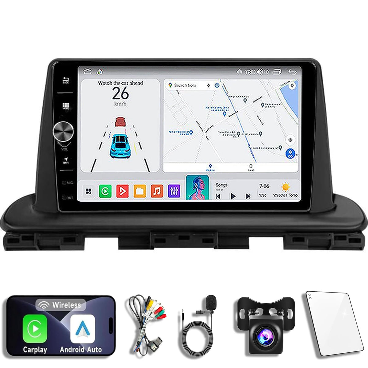 8CORE 2+64GB Android 14 Car Radio Stereo for 2018-2021 Kia Cerato 4 IV Forte, 9 Inch Touch Screen Head Unit Dash Kit with Wireless CarPlay Android Auto, GPS Navigation Bluetooth SWC WiFi 5G DSP