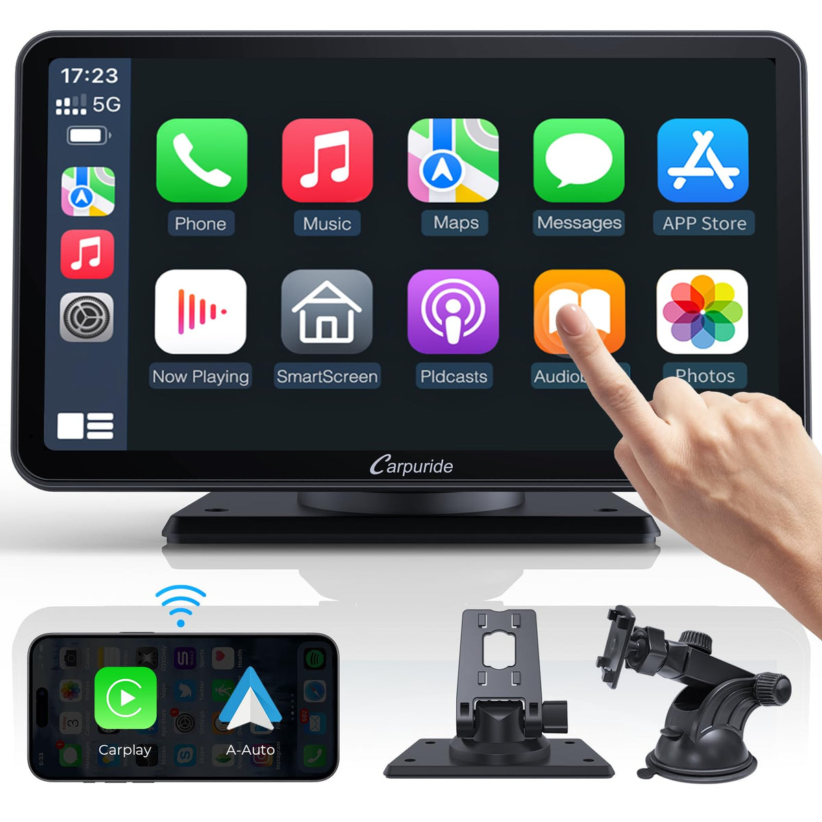 Carpuride W901 Pro Portable Carplay & Android Auto with Dula Bluetooth
