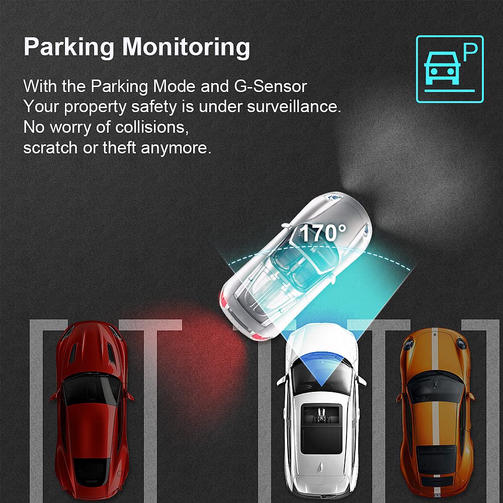 Fitcamx 2K Front and Rear Dash Cam for 2019-2024 Lexus UX 200 250 Luxury F Sport, OEM Factory Style, Dual 1440P+1080P HD Video, WiFi & APP, Loop Recording, Parking Mode, G-Sensor, 64GB Card