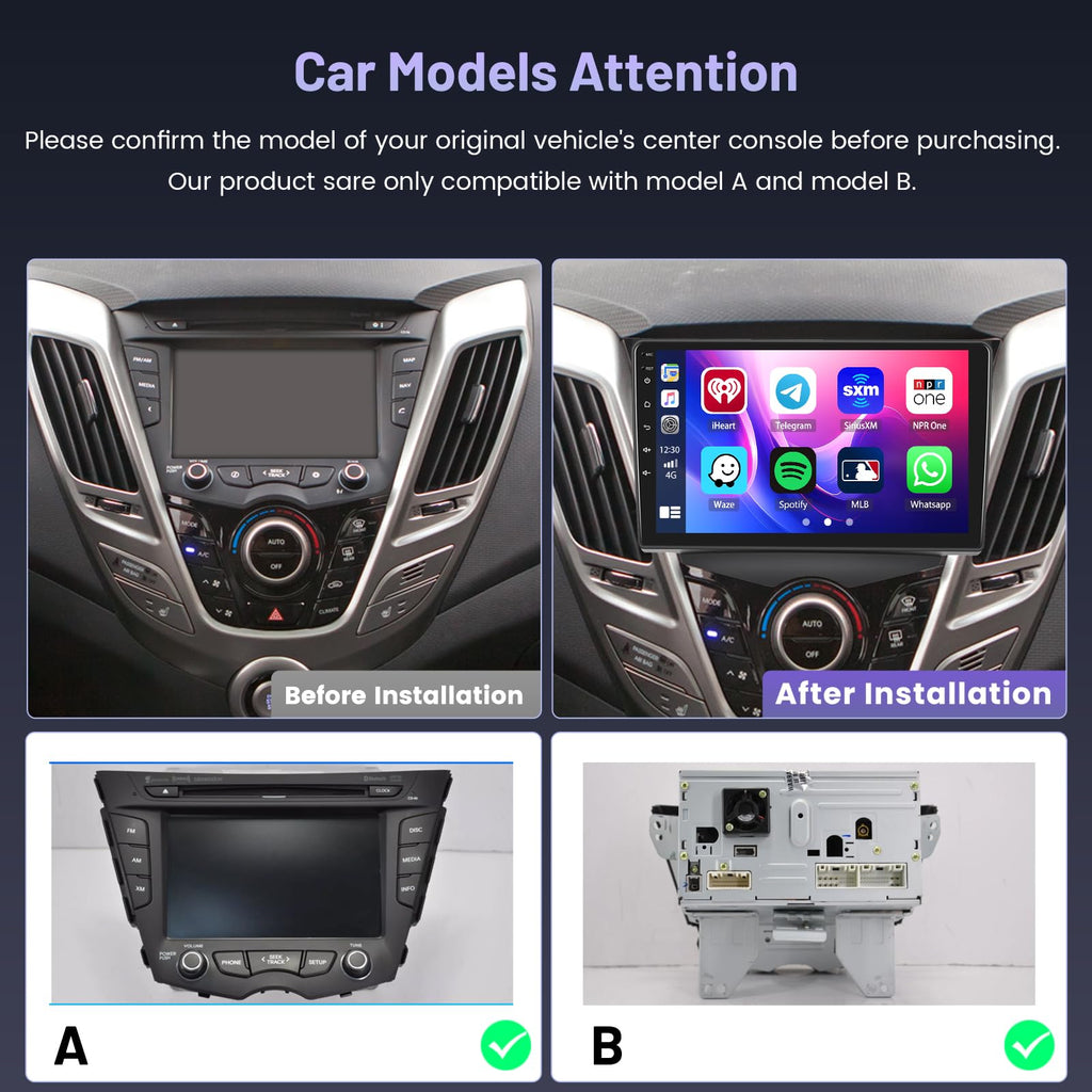 4+64G Android 15 Car Stereo for Hyundai Veloster 2011 2012 2013 2014 2015
