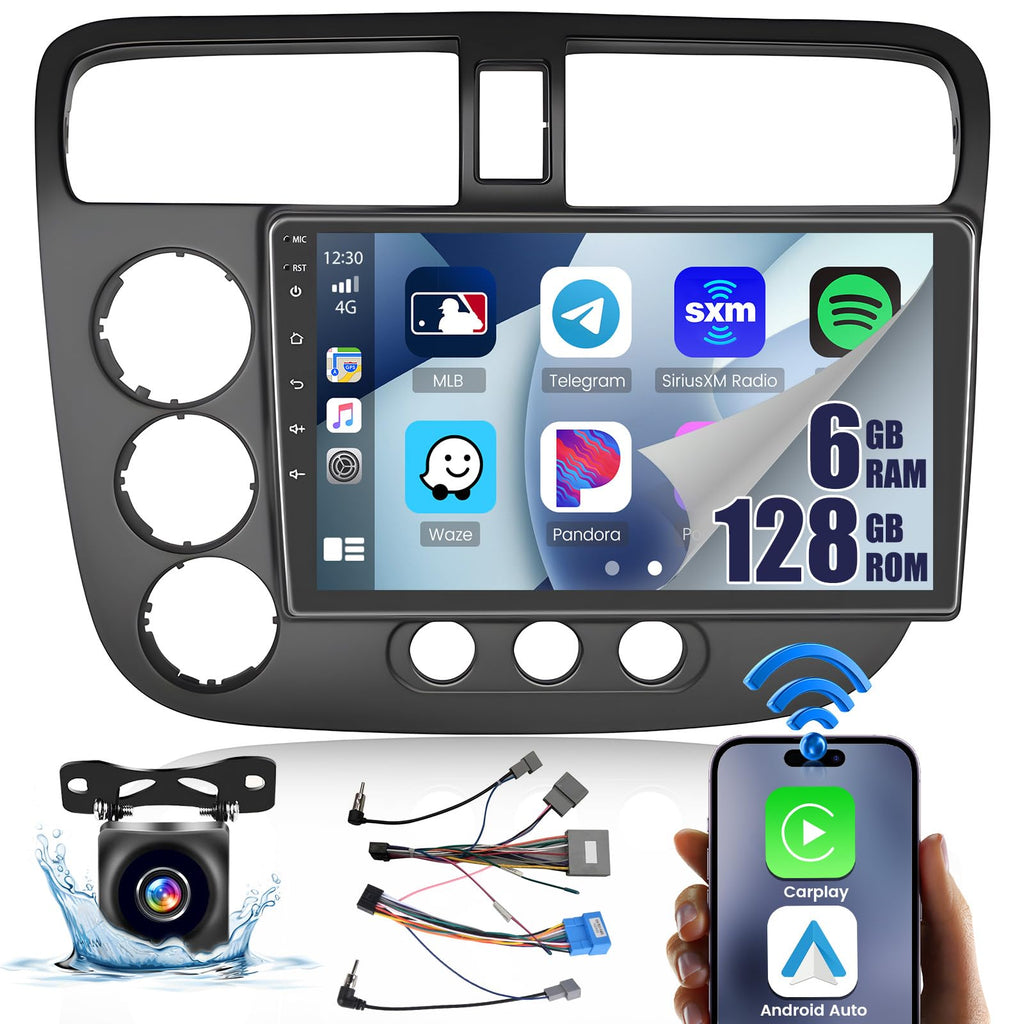 for Honda Civic 2001-2005 8 Core 6+128G 9 Inch IPS Android 15 Car Stereo